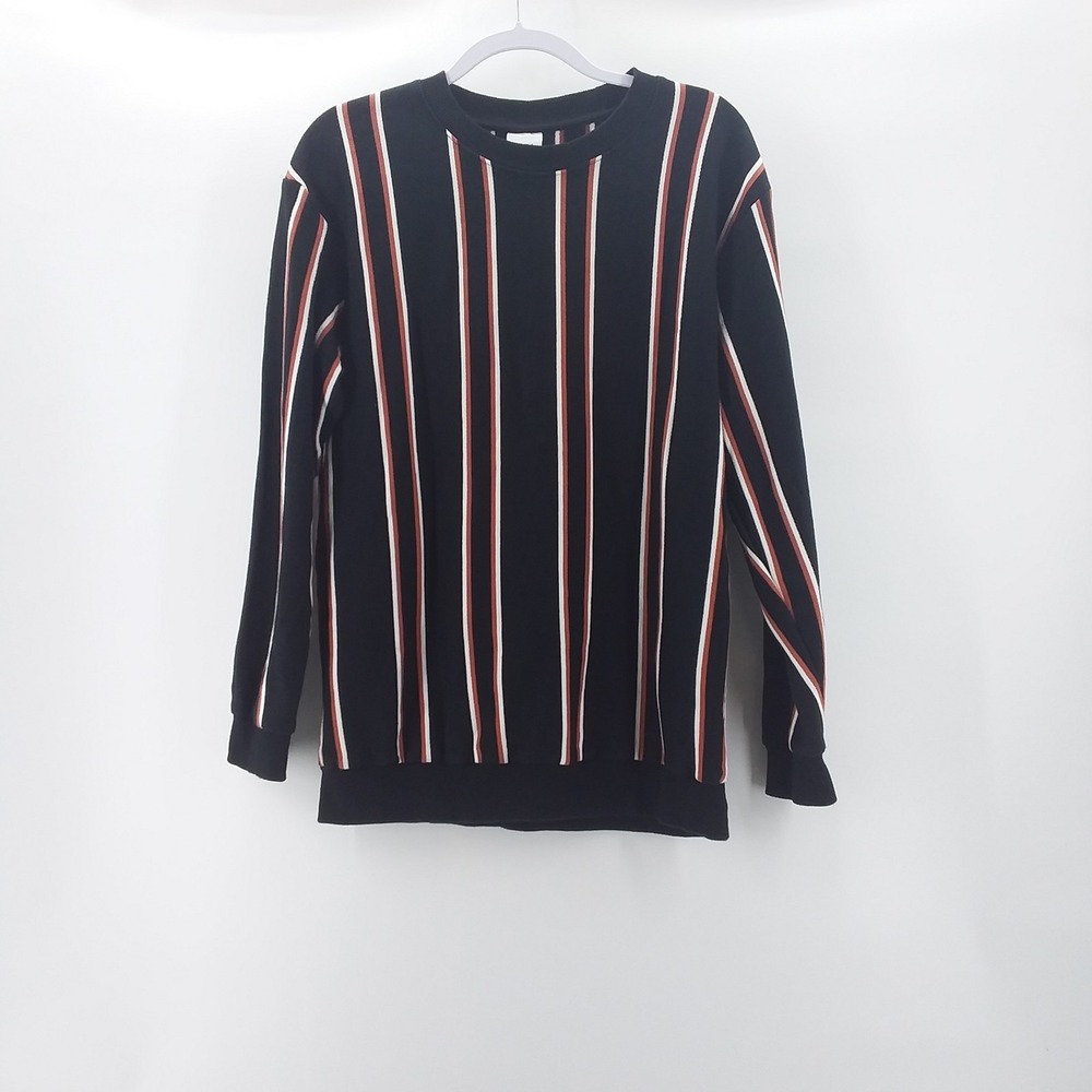 Zara men's Striped Crewneck‎ Sweater Large Black White Brown